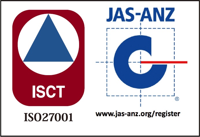 ISO27001 ISCT JAS-ANZ 認証ロゴ